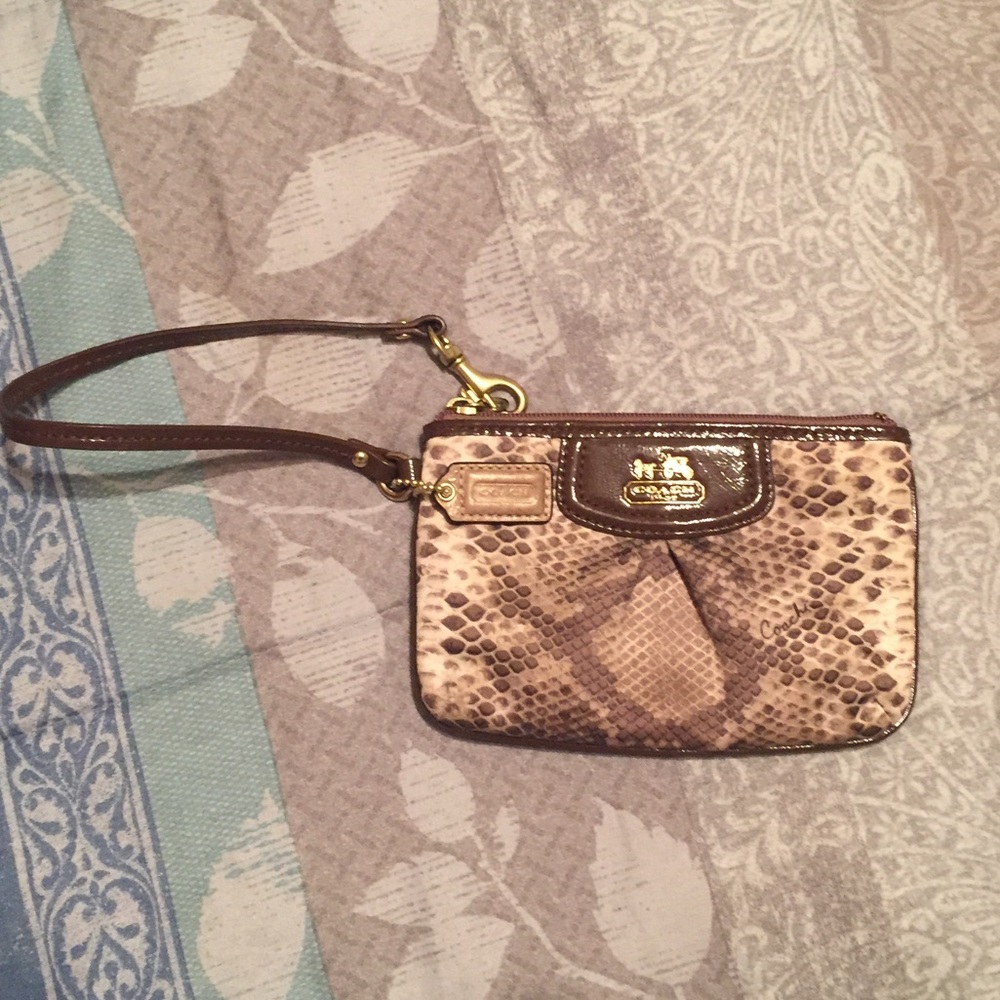 Authentic Coach  snakeskin wristlet!!! Worn once😍